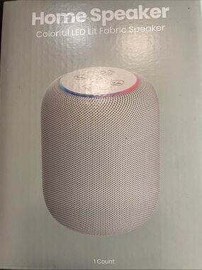 Home Speaker Colorful LED Lit Fabric Portable Speaker - White